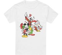 Disney - T-shirt "Mickey & Friends" pour hommes - design de Noël TV5270 (XL) (Blanc)