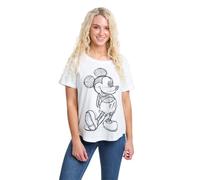 Disney Croquis Mickey Mouse T-Shirt, Blanc, 36 Femme