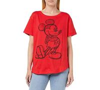 Disney T-Shirt Mickey Mouse Sketch pour Femme, Rouge, 14 UK