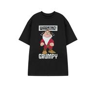 Disney T-Shirt Noir à Manches Courtes pour Hommes Blanche-Neige | Tee-Shirt Graphique d’Avertissement Grincheux | Conception de Personnages de Conte de fées Classique