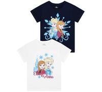 Disney T-Shirt Paquet De 2 T Shirt Enfant | Teeshirt Fille La Reine des Neiges | Multicolore 3-4 Ans