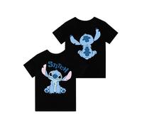 Disney T-Shirt pour Femmes | Point de Tee-Shirt en Coton | Vêtements Stitch pour Femmes | Haut en Coton pour Femmes| Noir S