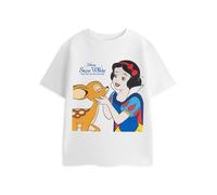 Disney T-Shirt pour Filles Blanche Neige et Fauve (Blanc) | T-Shirt Graphique Classique Blanche-Neige et Les Sept Nains | Haut à col Rond à Manches Courtes | Marchandises de Films pour Enfants