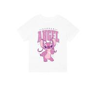 Disney T-Shirt Stitch pour Fille T-Shirt Point de Filles | Haut en Coton Enfant |Blanc 11-12 Ans