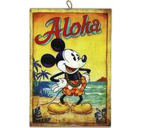 Disney Tableau Mickey Mouse Aloha Tableau style vintage série Cartoon Comics Aloha de collection Impression laser sur bois 25 x 18 cm - Idée cadeau