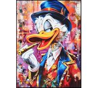 Disney Tableau mural ou de table série Cartoons Paperon de' Paperoni Scrooge McDuck avec chapeau imprimé artistique sur bois 30 x 21 cm