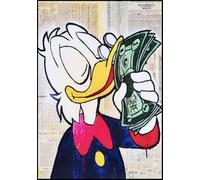 Disney Tableau mural ou de table série Cartoons Paperon de Scrooge McDuck avec argent impression artistique sur bois 30 x 21 cm