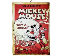 Disney Tableau série dessin animé WD Mickey Mouse Get a Horse Impression sur bois 25 x 18 cm