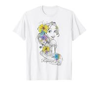 Disney Tangled Raiponce Floral Sketch Portrait T-shirt T-Shirt
