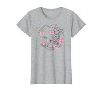Disney Tangled Raiponce T-shirt imprimé floral T-Shirt, Femme, Gris Chiné, 3XL