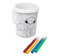 Disney Tasse à crayons en plastique Stitch personnalisable à colorier avec marqueurs et feuilles avec différents dessins inclus