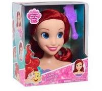 Disney - tete a coiffer ariel 14 cm avec brosse la petite sirene - coiffure de princesse chevelure rousse - set jouet et carte