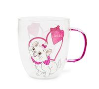 Disney The Aristocats Marie XOXO Tasse en verre avec poignée pailletée Capacité 414 ml