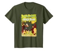 Disney The Jungle Book Retro Movie Poster T-Shirt, Enfant, Olive, 3 ans