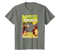 Disney The Jungle Book Retro Movie Poster T-Shirt, Enfant, Vert kaki chiné, 2 ans
