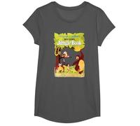 Disney The Jungle Book Retro Movie Poster T-Shirt, Fille, Asphalte, XS