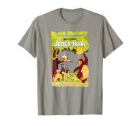 Disney The Jungle Book Retro Movie Poster T-Shirt, Homme, Ardoise, S