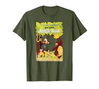 Disney The Jungle Book Retro Movie Poster T-Shirt, Homme, Olive, S