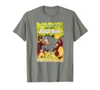 Disney The Jungle Book Retro Movie Poster T-Shirt, Homme, Vert kaki chiné, XL