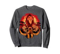 Disney The Lion King Scar Simba Nala Hyenas Sunset Sweatshirt, Unisexe pour adultes, Chiné Foncé, XXL