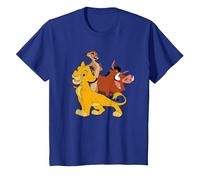 Disney The Lion King Simba, Pumba and Timon T-Shirt, Enfant, Bleu Royal, 10 Ans