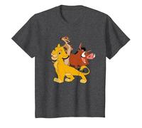 Disney The Lion King Simba, Pumba and Timon T-Shirt, Enfant, Chiné Foncé, 10 Ans