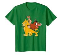 Disney The Lion King Simba, Pumba and Timon T-Shirt, Enfant, Vert Kelly, 3 Ans
