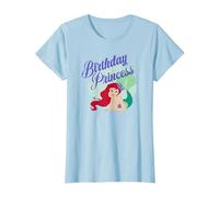 Disney The Little Mermaid Ariel Birthday Princess Vintage T-Shirt, Femme, Bleu Céleste, XS