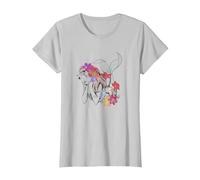 Disney The Little Mermaid Ariel Real Flowers T-Shirt, Femme, Argent, M