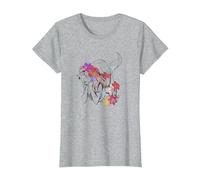 Disney The Little Mermaid Ariel Real Flowers T-Shirt, Femme, Gris Chiné, L