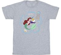 Disney - "The Little Mermaid Reading A Book" T-shirt pour filles BI23754 (104) (Gris)