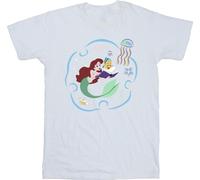 Disney - "The Little Mermaid Reading A Book" T-shirt pour filles BI23754 (128) (Blanc)