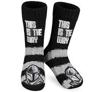 The Mandalorian Chausson Chaussette Homme - Chaussette Pantoufle Hiver - Cadeau Star Wars Baby Yoda (Noir/Gris)