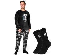 Disney The Mandalorian Pyjama Homme en Polaire M-2XL, Ensemble Pyjama et Chaussettes Pilou Pilou, Idée Cadeau Geek Homme (Noir, M)