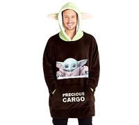 Disney The Mandalorian Sweat Plaid Polaire Homme Pull Oversize Capuche (Brun/Vert), Taille unique
