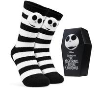 Disney Chaussettes Chaussons Femme, Antidérapantes - Idée Cadeau Femme Noël (Noir Jack Skellington)