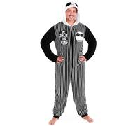 Disney The Nightmare Before Christmas Combinaison Polaire Homme avec Capuche - Cadeau Homme (Noir/Blanc, S)