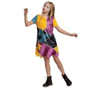 Disney The Nightmare Before Christmas - Costume Enfant Sally avec Détails Fidèles - Taille M (7-8 Ans) - Licence Officielle du Film d’Animation - Déguisement pour Filles