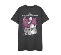 Disney The Nightmare Before Christmas Robe t-shirt anthracite pour femme | Design d'amour éternel | Marchandises du film Tim Burton | Jack Skellington Sally Print Gothic Fashion, gris, M