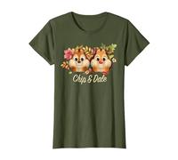 Disney Tic et Tac Duo Chipmunks T-Shirt, Femme, Olive, M