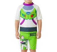 Disney Toy Story Ensemble Maillot de Bain Garcon 3 à 7 Ans, Buzz l'Eclair 2 Pieces Rashguard Vest et Short de Bain, Cadeau Garcon (6-7 Ans, Blanc/Vert Buzz)