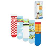 Disney Toy Story Lot de 5 paires de chaussettes mollet unisexes | Imprimés Pizza Planet et personnages multicolores | À porter au quotidien | Motifs variés en rouge, bleu, blanc, vert et jaune