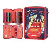 Disney Trousse à crayons à double étage remplie de papeterie pour enfants, Multi Cars Double Zip, Moderne