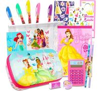Disney Trousse à crayons princesse pour enfants - Ensemble avec trousse à crayons princesse, stylos gel, crayons, pochette, autocollants, plus | Fournitures scolaires Disney pour garçons et filles