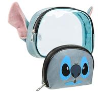 Disney Trousse de Toilette Stitch Pochette Maquillage Voyage Rangement Makeup Bag Vanity Idée Cadeau Fille Ado Femme, Stitch Blau Lot de 2, Taille Unique, Moderne
