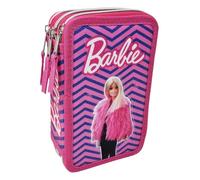 Disney Trousse multi-compartiments 3 fermetures éclair école complète 44 pièces stylos crayons couleurs feutres Giotto, bleu, Barbie