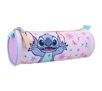 Disney Trousse fille ronde Stitch Spring Smiles 20 cm Fleurs Bleu avec zip