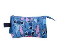 Disney - Trousse triple Stitch "Happy" - 22 x 12 x 5 cm - Bleu Bleu