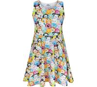 Disney Tsum Tsum - Robe avec jupe évasée pour fille NS7487 (140) (Blanc)