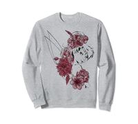 Disney unisex Peter Pan Tinkerbell Flowers Floral Outline Sweatshirt Gris S
